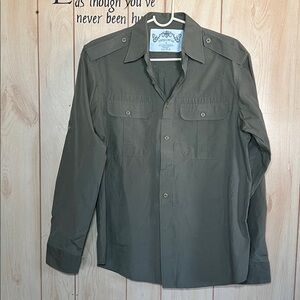 Swiss Cross Men Olive Green Shirt Military-inspired or Safari Style Size Small